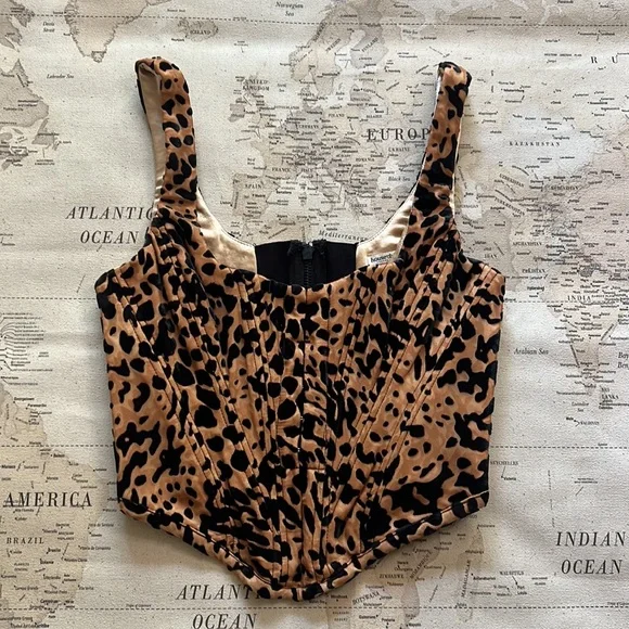 House Of CB ‘Jacqueline’ Leopard Print Devore Corset NWOT